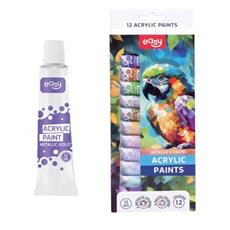 EASY Akrylové barvy 12 ml, 12 barev (6 pastel, 6 metal)