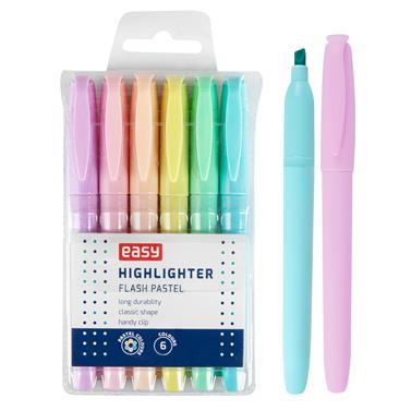 EASY FLASH PASTEL Sada pastelových zvýrazňovačů, kulaté, 6 barev