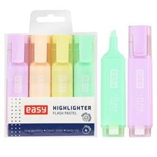 EASY FLASH PASTEL Sada pastelových zvýrazňovačů, ploché, 4 barvy