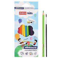 EASY Kids AKWAR Trojhranné akvarelové pastelky, 12 barev + štetec
