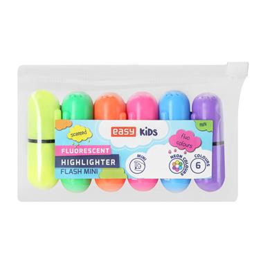 EASY Kids FLASH MINI Sada zvýrazňovačů s vůní, kulaté, 6 barev