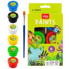 EASY Kids Neroztékavé plakátové barvy se štětcem, 6 barev