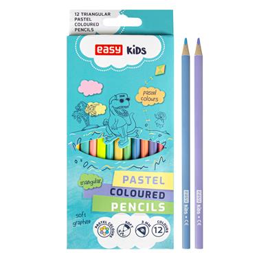 EASY Kids PASTEL Trojhranné pastelky, 12 ks, 12 pastelových barev