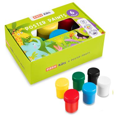 EASY Kids Plakátové barvy v kelímku, 6 barev