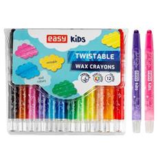EASY Kids TWIST Mechanické vysouvací voskové pastelky, 12 barev