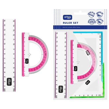 EASY Školní sada pravítek 4 v 1, 15 cm, barevná