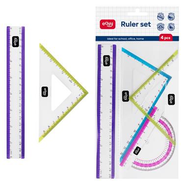EASY Školní sada pravítek 4 v 1, 20 cm, barevná