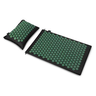Spokey AKUMAT Masážní set: podložka s výstupky, inspirovaná akupresurou + polštář, 66 x 42 cm, zelený