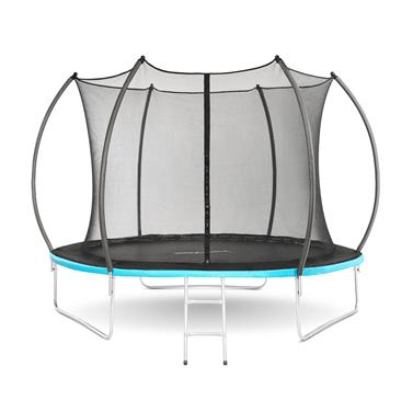 Spokey BOUNCE Trampolína 305 cm s ochrannou sítí a schůdky, černo-modrá
