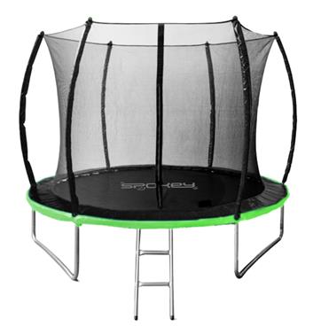 Spokey BOUNCE Trampolína 305 cm s ochrannou sítí a schůdky, černo-zelená