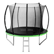 Spokey BOUNCE Trampolína 305 cm s ochrannou sítí a schůdky, černo-zelená