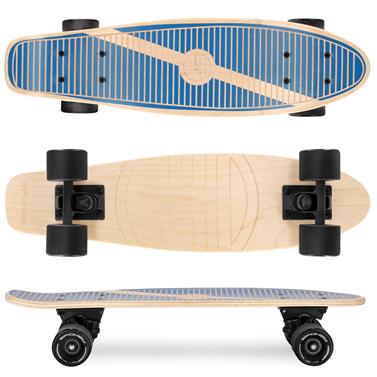 Spokey WOO-FISH Dřevěný cruiser board 56 cm, tmavě modrý